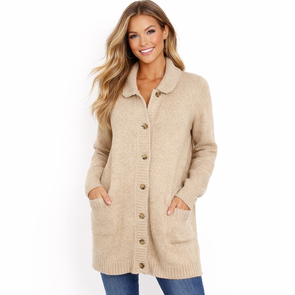 [RL] Classic Beige Knit Sweater Cardigan